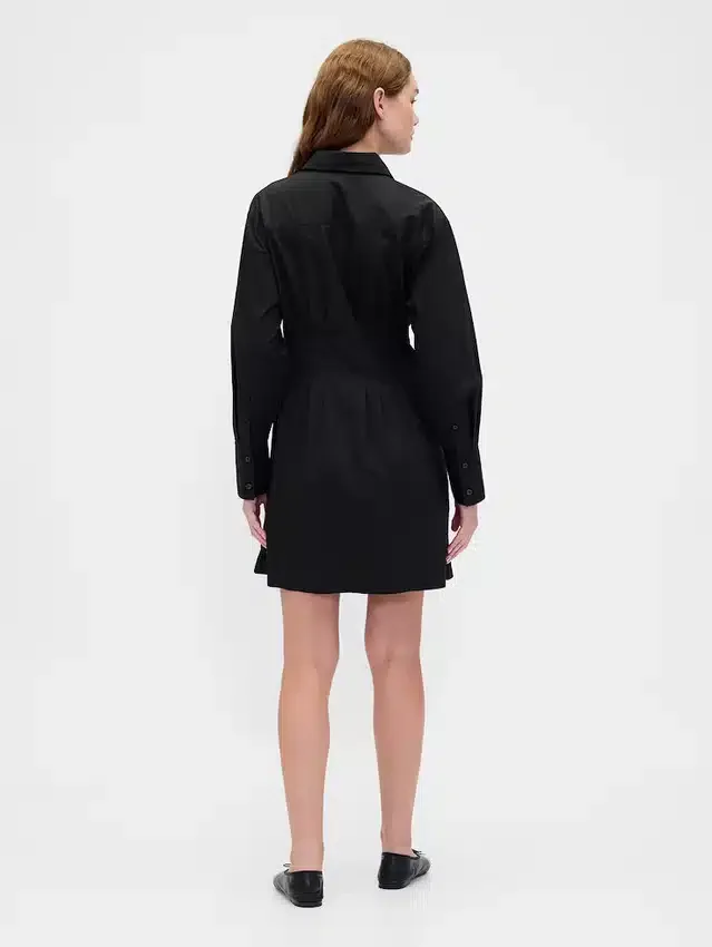 Minivestido tipo camisa plisado
