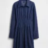 Minivestido tipo camisa plisado