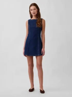 Minivestido vaquero con cuello barco