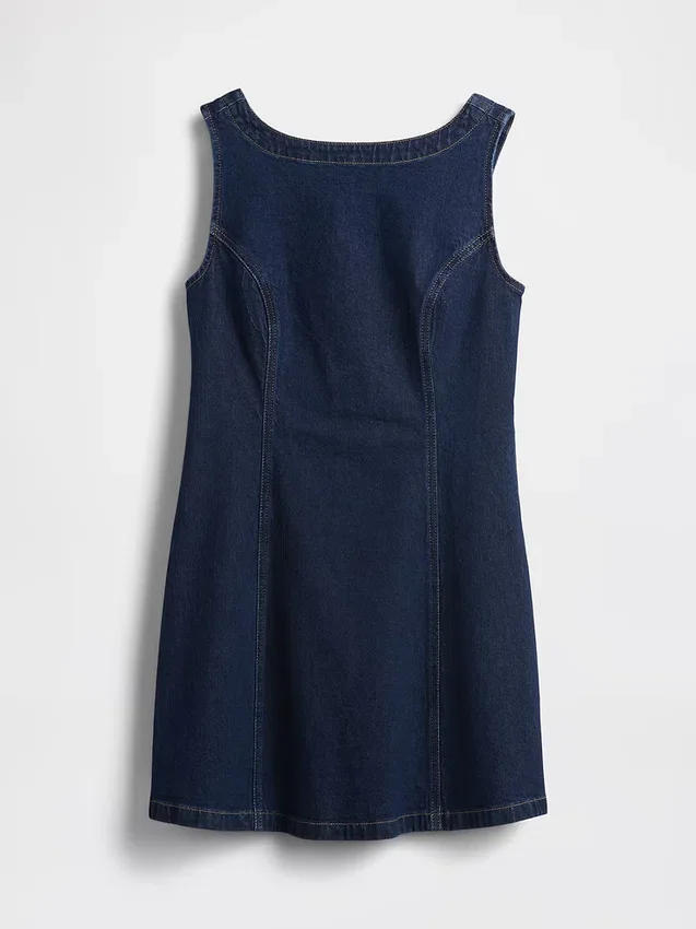 Minivestido vaquero con cuello barco