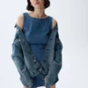 Minivestido vaquero con cuello barco y espalda abierta