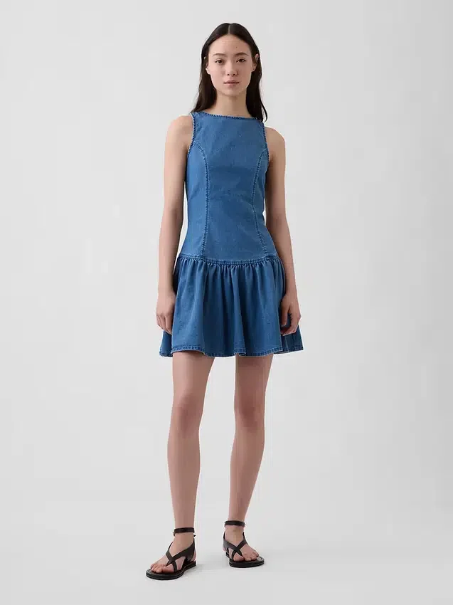 Minivestido vaquero de cintura baja