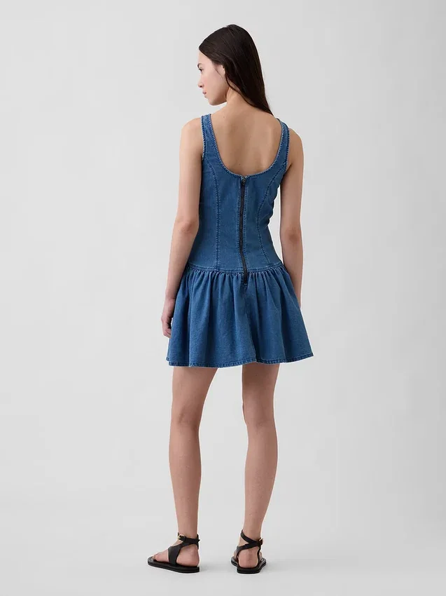Minivestido vaquero de cintura baja