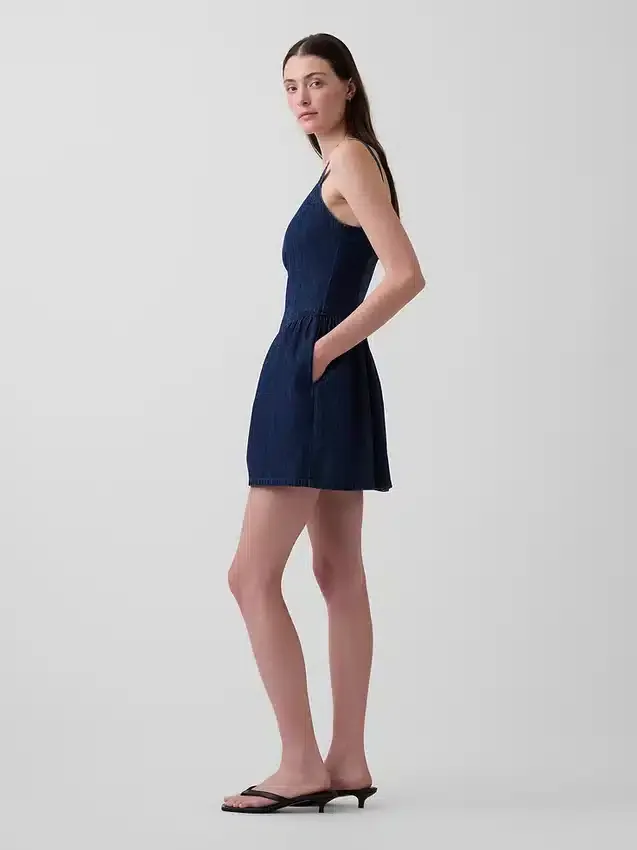 Minivestido vaquero de cintura baja