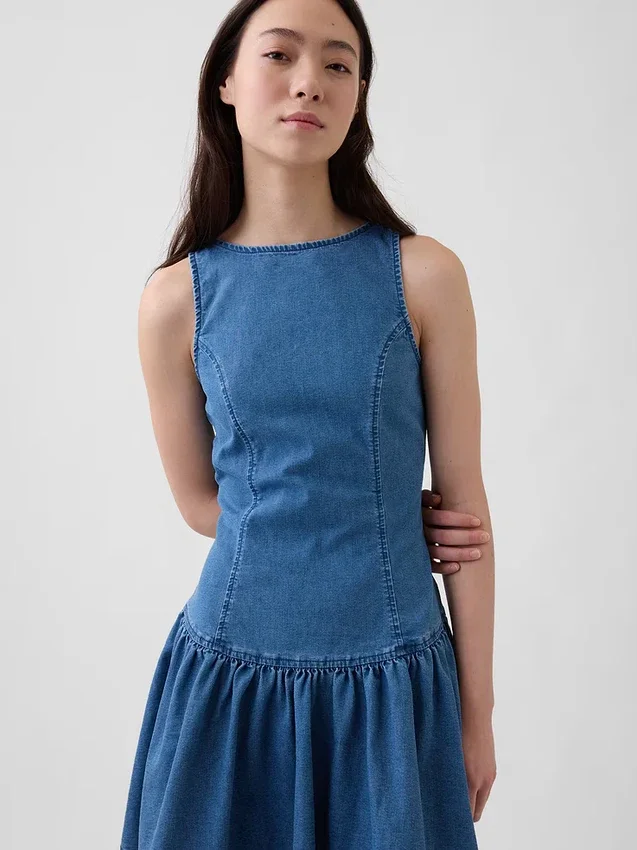 Minivestido vaquero de cintura baja