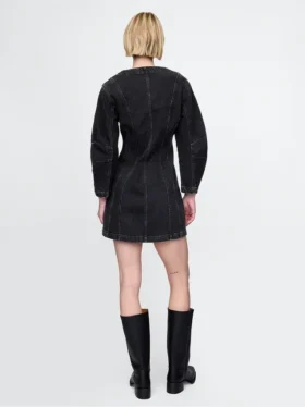 Minivestido vaquero de manga acampanada