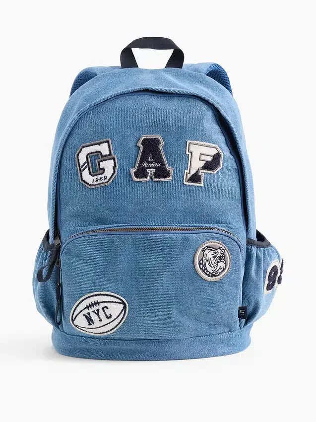 Mochila infantil de vaquero con parches con el logotipo