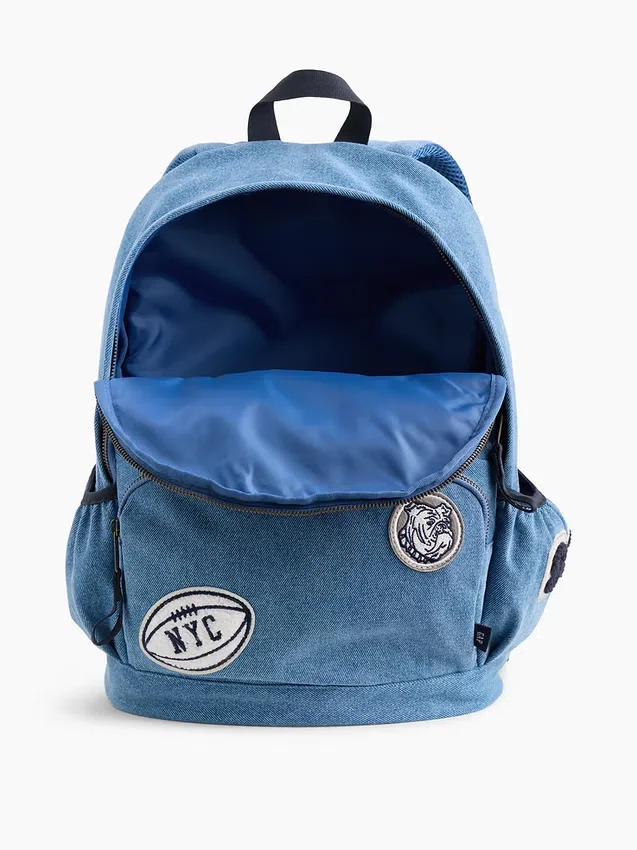 Mochila infantil de vaquero con parches con el logotipo