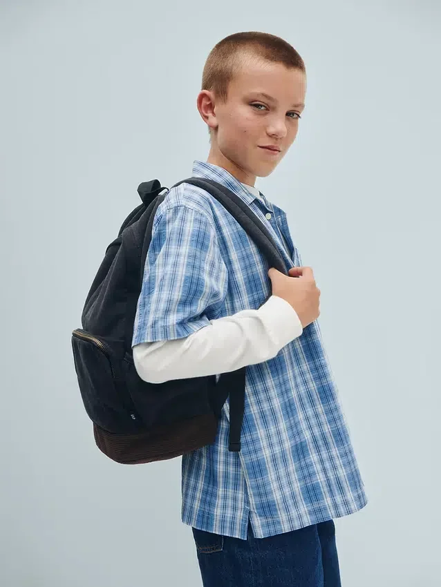 Mochila infantil de vaquero y pana