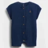 Mono corto de denim con gasa de algodón para bebé