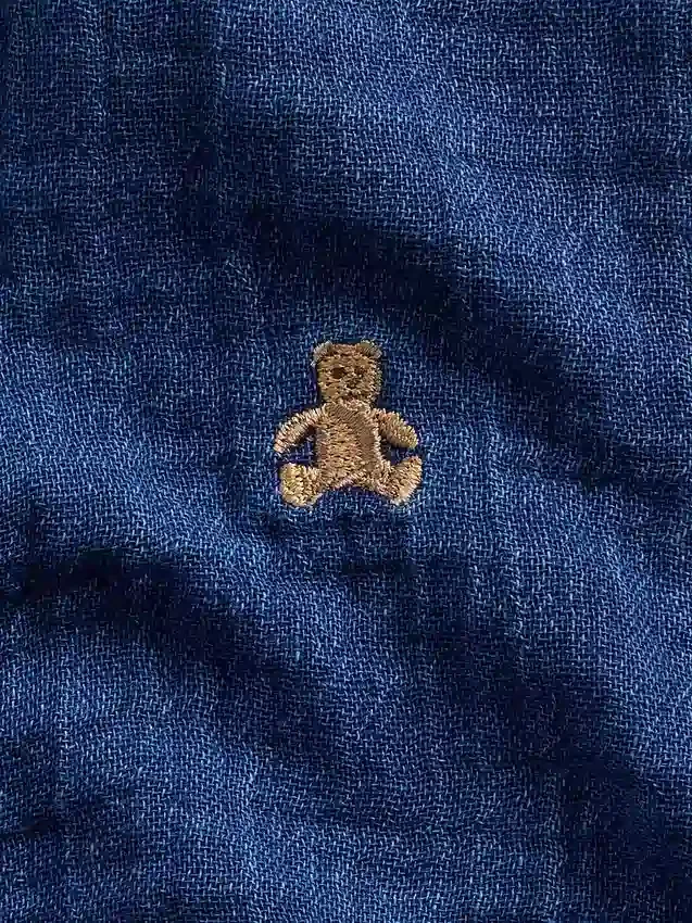 Mono corto de denim con gasa de algodón para bebé