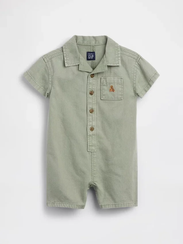 Mono corto de denim para bebé con bolsillos