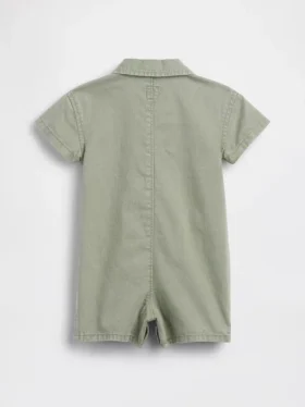 Mono corto de denim para bebé con bolsillos