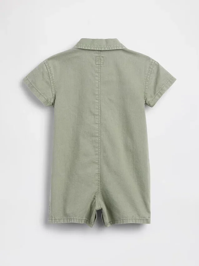 Mono corto de denim para bebé con bolsillos