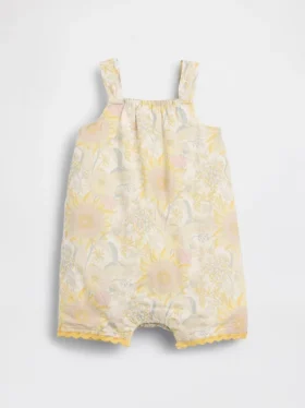 Mono corto de tirantes con estampado floral para bebé