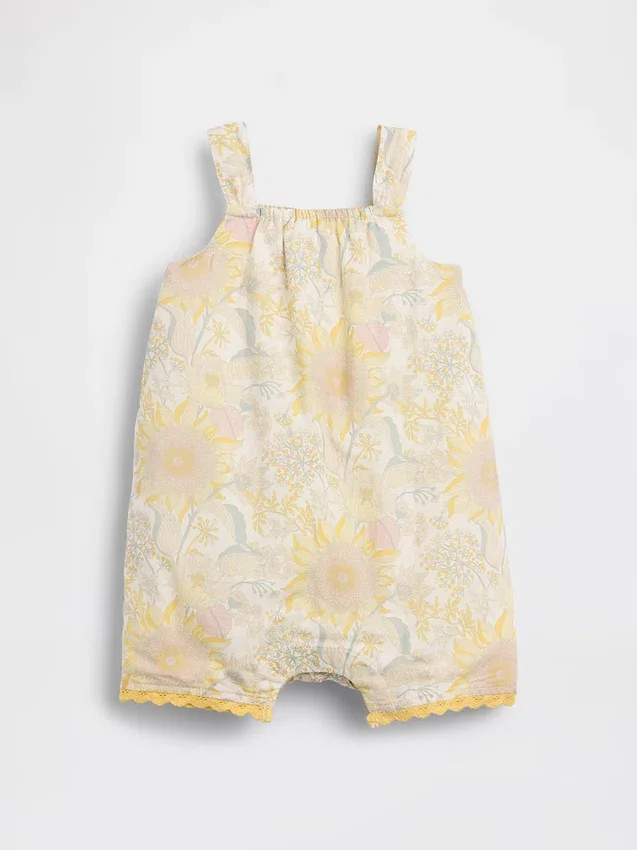 Mono corto de tirantes con estampado floral para bebé