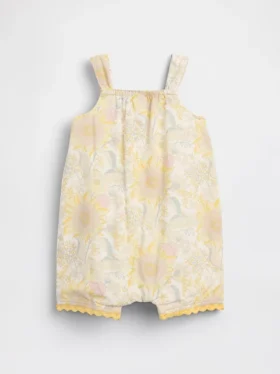 Mono corto de tirantes con estampado floral para bebé