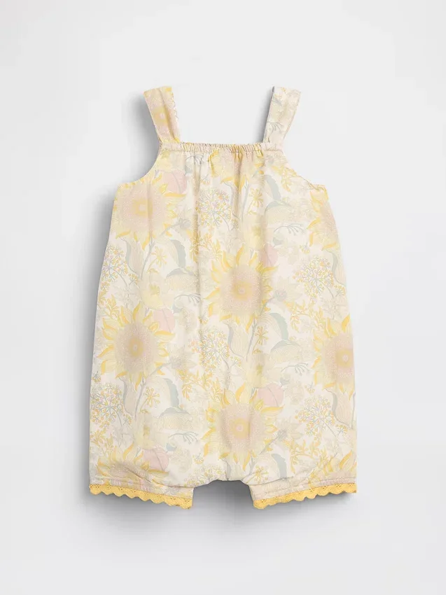 Mono corto de tirantes con estampado floral para bebé