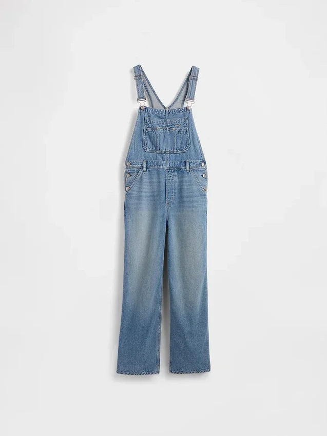 Mono de denim ultrasuave de corte holgado