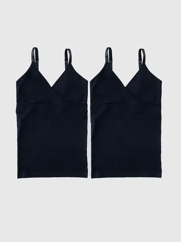Pack de 2 camisetas de tirantes cruzadas sin costuras premamá de Ingrid and Isabel Basics
