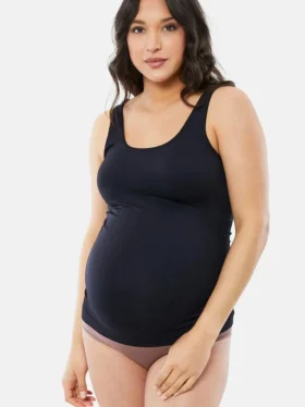 Pack de 2 camisetas sin costuras de Ingrid and Isabel Basics premamá con soporte para la barriga
