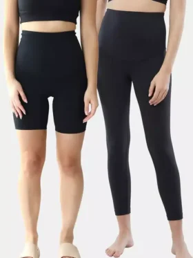 Pack de dos leggings y pantalones cortos de ciclista posparto de Ingrid e Isabel