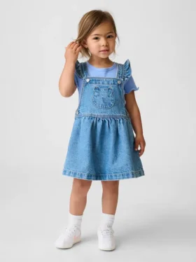 Pantalón-falda vaquero con bolsillo en forma de oso para bebés y niños