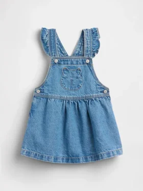 Pantalón-falda vaquero con bolsillo en forma de oso para bebés y niños