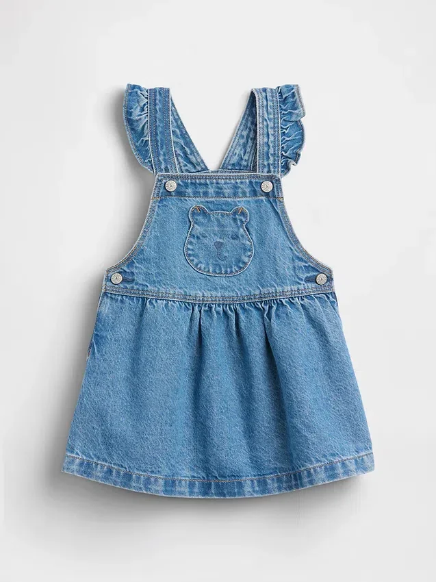 Pantalón-falda vaquero con bolsillo en forma de oso para bebés y niños