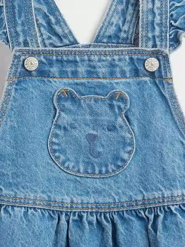 Pantalón-falda vaquero con bolsillo en forma de oso para bebés y niños