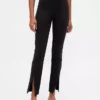 Pantalones acampanados de doble tejido con bajo abierto y cintura alta