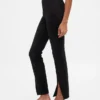 Pantalones acampanados de doble tejido con bajo abierto y cintura alta
