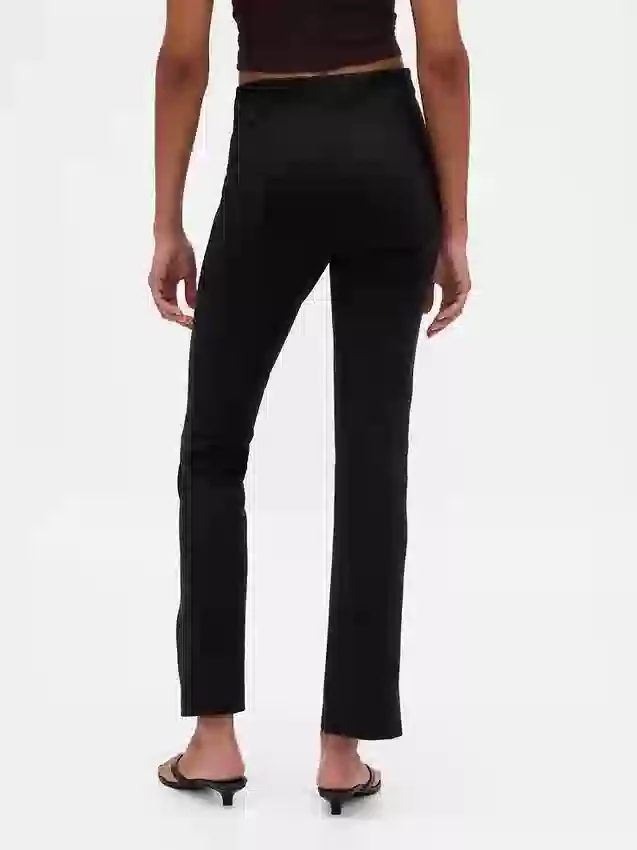 Pantalones acampanados de doble tejido con bajo abierto y cintura alta