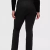 Pantalones acampanados de doble tejido con bajo abierto y cintura alta