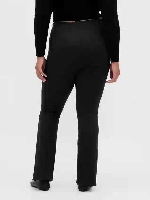 Pantalones acampanados de doble tejido con bajo abierto y cintura alta
