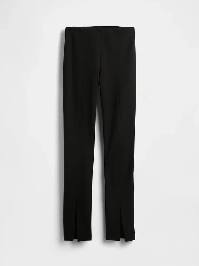 Pantalones acampanados de doble tejido con bajo abierto y cintura alta