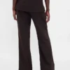 Pantalones acampanados de mezcla de lino de talle bajo