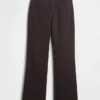 Pantalones acampanados de mezcla de lino de talle bajo