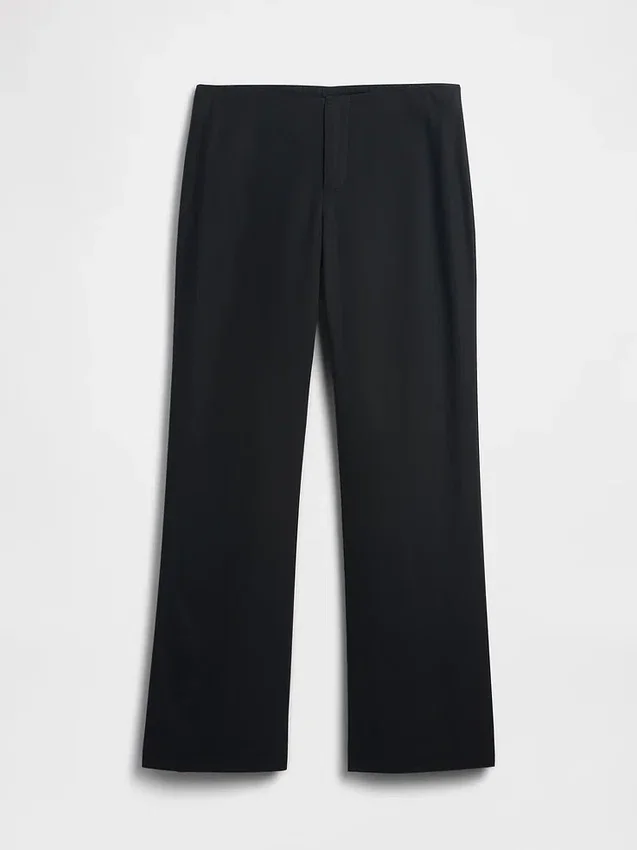 Pantalones acampanados de mezcla de lino de talle bajo