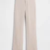 Pantalones acampanados de mezcla de lino de talle bajo