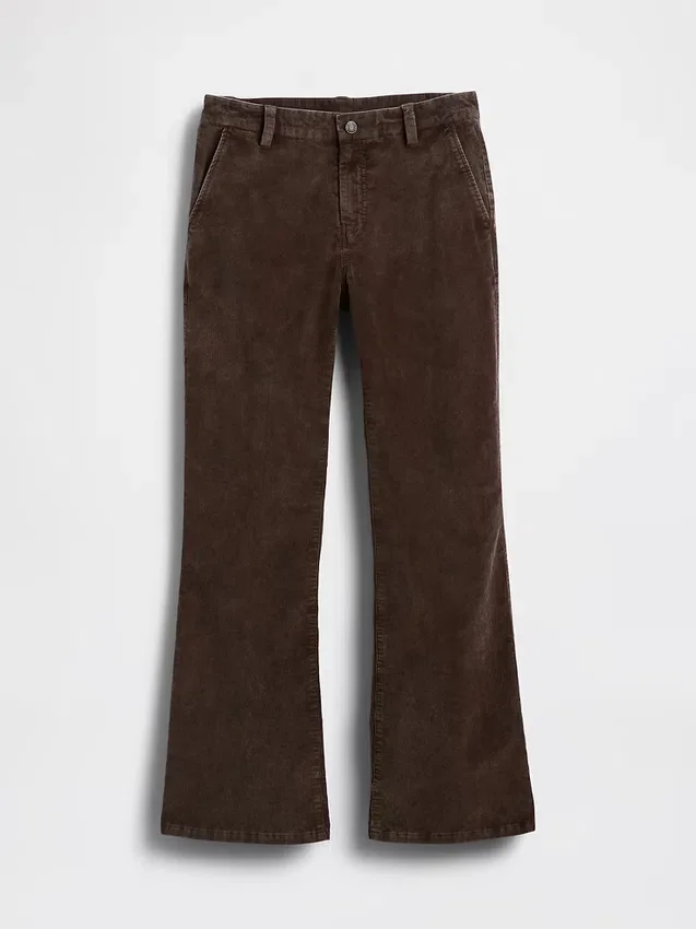 Pantalones acampanados de pana de talle medio