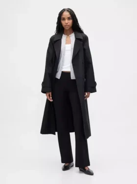 Pantalones acampanados de punto doble de talle bajo