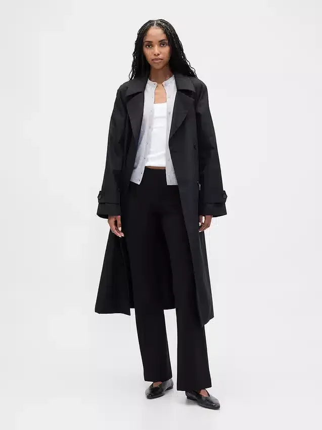 Pantalones acampanados de punto doble de talle bajo