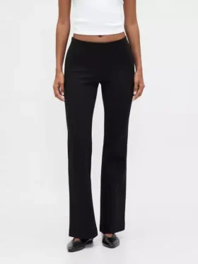 Pantalones acampanados de punto doble de talle bajo