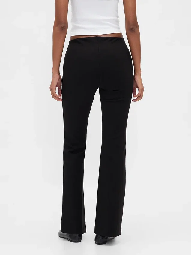 Pantalones acampanados de punto doble de talle bajo