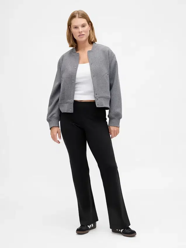 Pantalones acampanados de punto doble de talle bajo