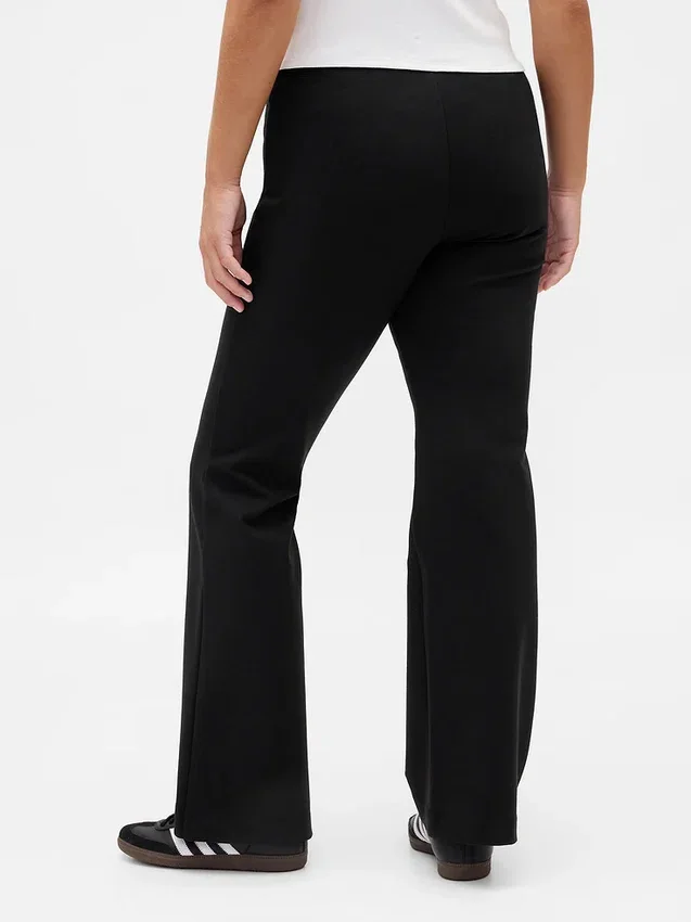 Pantalones acampanados de punto doble de talle bajo