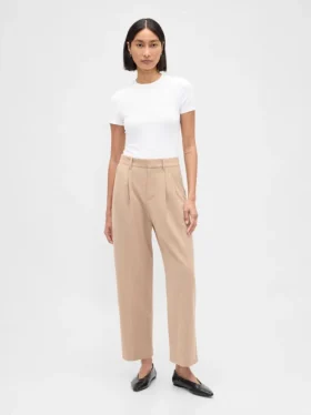 Pantalones ajustados hasta el tobillo de sarga cepillada de talle alto 365