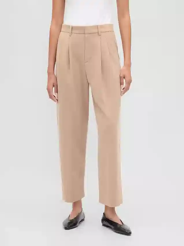 Pantalones ajustados hasta el tobillo de sarga cepillada de talle alto 365