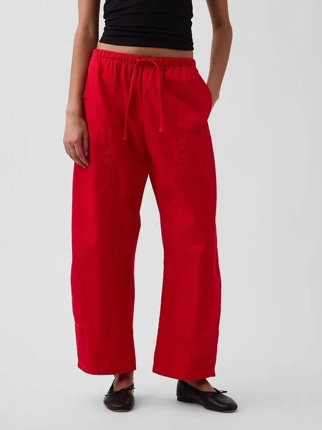 Pantalones anchos de popelín con doble refuerzo en las rodillas